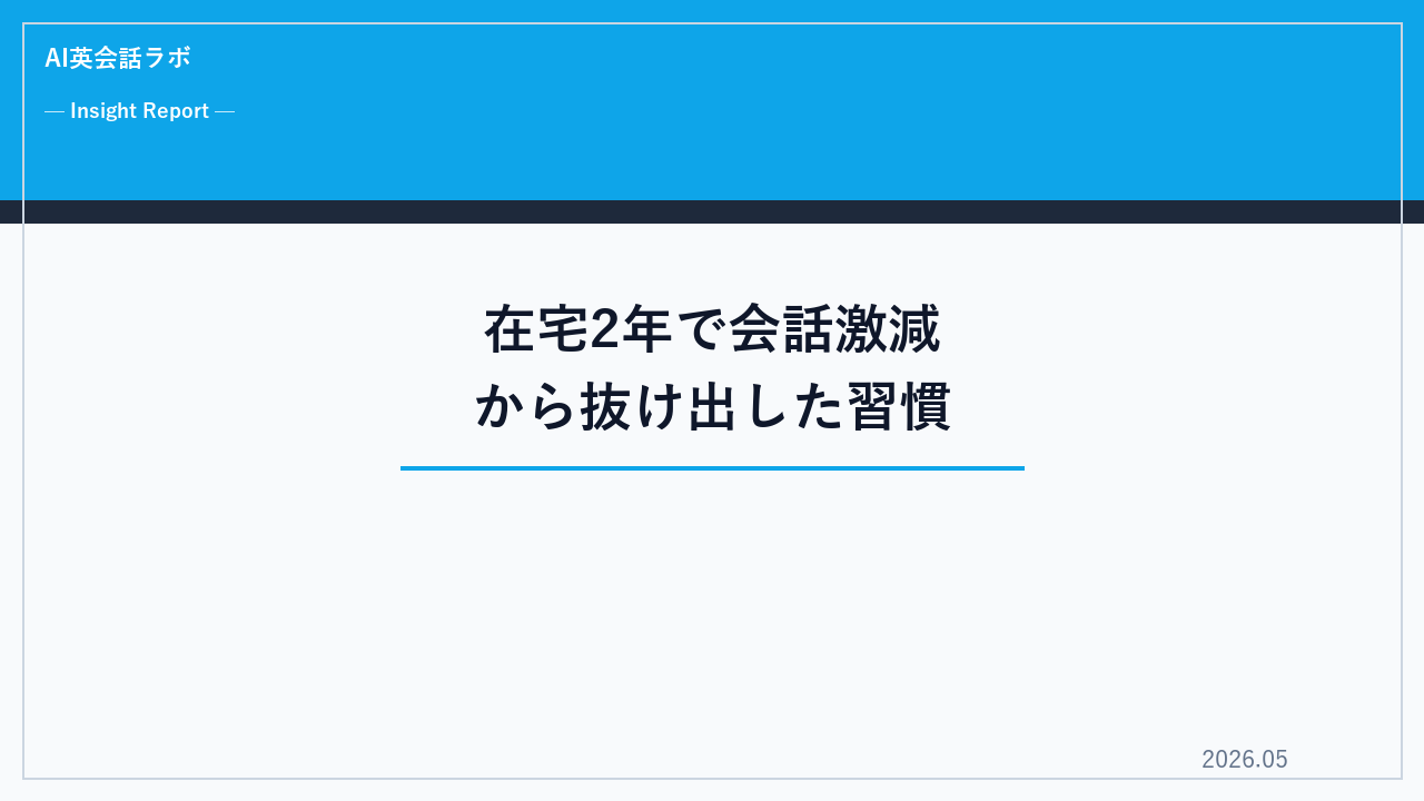 在宅勤務2年で会話量が激減した30代男｜誰とも話さない日々から抜け出した習慣